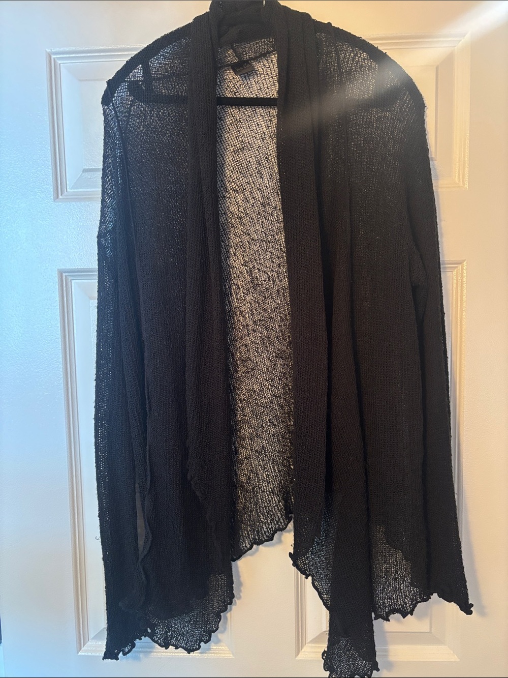 Lightweight Sheer lightweight Black Open-Front Women's Cardigan